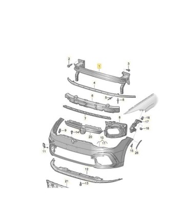 Armatura bara Vw Golf 8 11.2019-, parte montare Fata, RapidAuto 95C30731 foto