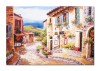 Tablou peisaj mediteranean GIGANT, pictat manual, Colt de rai, 150x100cm ulei pe panza in cutit efect 3D, Valentin Pop