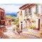 Tablou peisaj mediteranean GIGANT, pictat manual, Colt de rai, 150x100cm ulei pe panza in cutit efect 3D, Valentin Pop