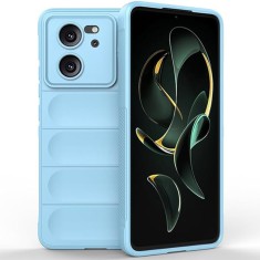 Husa pentru xiaomi 13t / 13t pro, antisoc, margini cu striatii, design minimalist, bleu foto