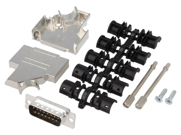 Conector D-Sub 15 pini tată, negru
