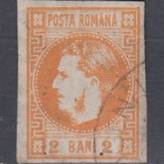 ROMANIA 1868 LP 21 CAROL CU FAVORITI 2 BANI PORTOCALIU STAMPILAT