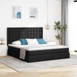 Cumpara ieftin Pat cu LED si saltea Negru 160 x 200 cm Tesatura