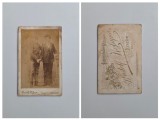 Fotografie de colectie CDV Atelier Rudolf Kossyna, Portret de militar impreuna cu tatal, Resicza, Reschitza, Resita, Banat, Romania, ca. 1885-1890