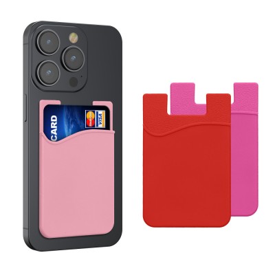Set 3 Card pocket Kwmobile pentru telefoane, Roz/Rosu, Silicon, KWM000010CX008C foto