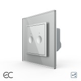 Cumpara ieftin Intrerupator touch dublu cap scara/cruce Livolo Zigbee, rama sticla gri