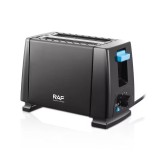 Prajitor de paine Raf, 2 felii, 650 W, 6 nivele de rumenire, Negru