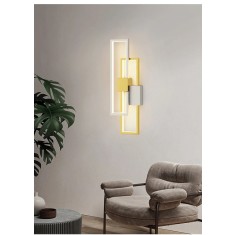 Aplica LED 30W, 2 dreptunghiuri auriu + alb, lumina neutra
