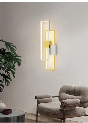 Aplica LED 30W, 2 dreptunghiuri auriu + alb, lumina neutra foto