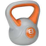 Cumpara ieftin SPORTNOW Kettlebell 8kg pentru Deadlifting și Squats, Bază Plată, M&acirc;ner Ergonomic, PU și Nisip, 20x14x24 cm, Portocaliu | Aosom Romania