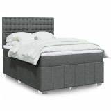 VidaXL Pat box spring cu saltea, gri &icirc;nchis, 140x190 cm, textil 3293978