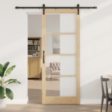 Ușă glisantă vidaXL cu set de accesorii &#039;ORKDAL&#039;Lemn masiv și Sticlă, Ușă interioară vidaXL cu sticlă &#039;ORKDAL&#039;93x232x4 cm Lemn masiv de pin