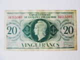 Cumpara ieftin Rara! Africa Ecuatoriala Franceza 20 Francs 1944 WWII,bancnota din imagini la cel mai micd pret