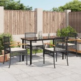 VidaXL Set mobilier de grădină cu perne, 5 piese, negru, poliratan