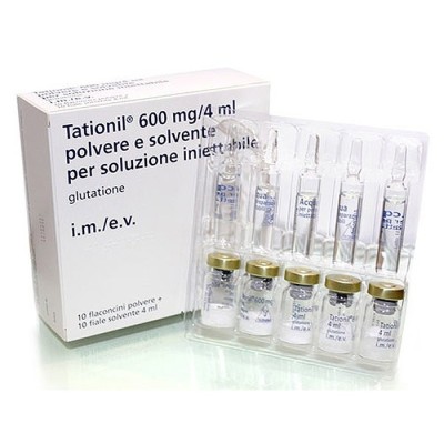 Glutation, Tationil, 600mg/4ml, Antioxidant, 10 fiole pulbere, 10 fiole solvent foto