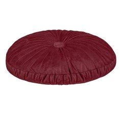 Perna decorativa rotunda din velvet Rosu inchis, cu nasture, &Oslash;35 cm, pentru canapea