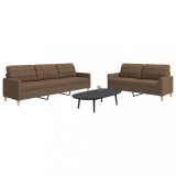 vidaXL Set de canapele, 2 piese, maro, textil