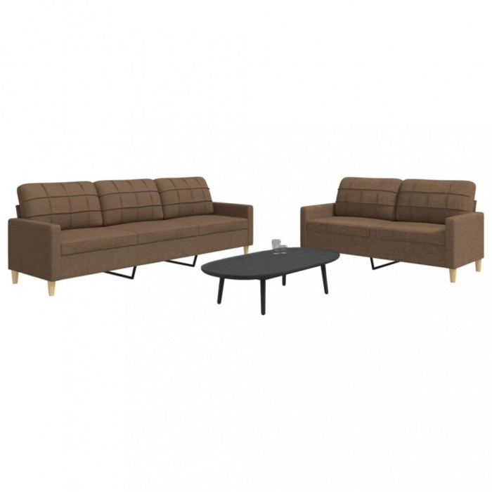 vidaXL Set de canapele, 2 piese, maro, textil