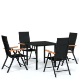 Cumpara ieftin Set de servit masa pentru gradina, 5 piese, negru