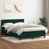 vidaXL Pat box spring cu saltea, verde &icirc;nchis, 160x210 cm, catifea 3316314