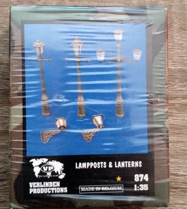 Kit LAMPPOSTS &amp; LANTERNS Firma VERLINDEN PRODUCTIONS Cod 874 Scara 1/35 DIORAMA MACHETA ASAMBLARE HOBBY WWII ACCESORII RĂȘINĂ MOBILIER