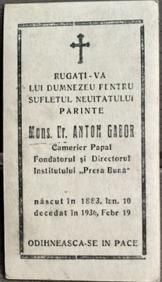 1936, Mons. Dr. Anton Gabor, Romania, camerier papal, fondatorul si dir Institutului Presa Buna, catolicism, Biserica Catolica/ Tamaseni / Iasi foto