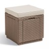 Taburet Cub Keter Cappuccino cu Depozitare si Perna, Multifunctional, Rezistent Intemperii, Bej 42x42x45cm