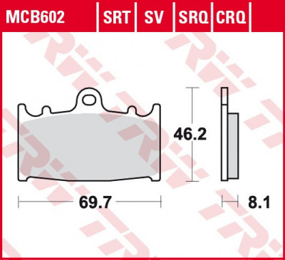 Set placute frana fata TRW MCB602SV - Kawasaki ZXR - ZZR 400-1100 - ZX Ninja 600-900 - Suzuki GSF-GSX foto