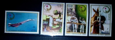 Cuba 1976 astronauți,medicina,avioane EXPO 1976 serie nestampilata foto