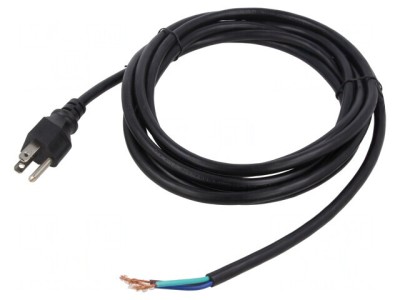 Cablu Alimentare NEMA 5-15 3x18AWG 3.7m Negru 10A foto
