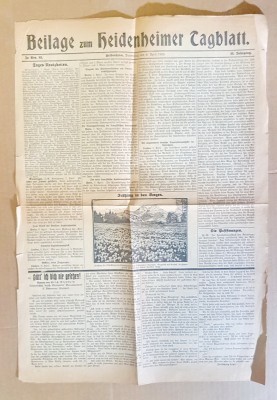 E545-ZIAR GERMAN VECHI 1925 BEILAGE von HEIDENHEIMER TAGBLATT. foto