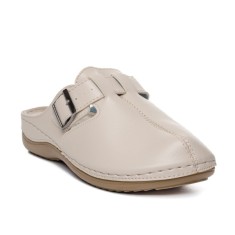 Saboți din piele bej cu confort sporit 154864