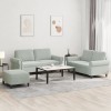 VidaXL Set de canapele cu perne, 3 piese, gri deschis, catifea 3202220