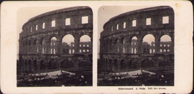 ST67N K&amp;uuml;stenland, Pola, Teil der Arena, 1906, stereoscopic photo foto
