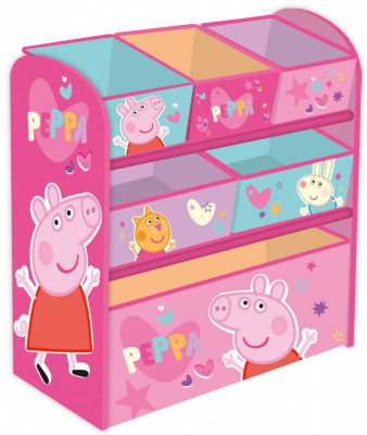 Organizator jucarii cu cadru din lemn Peppa Pig foto