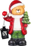 Decoratiune de Craciun urs cu felinar, din magnezie, 24x17,5x38 cm