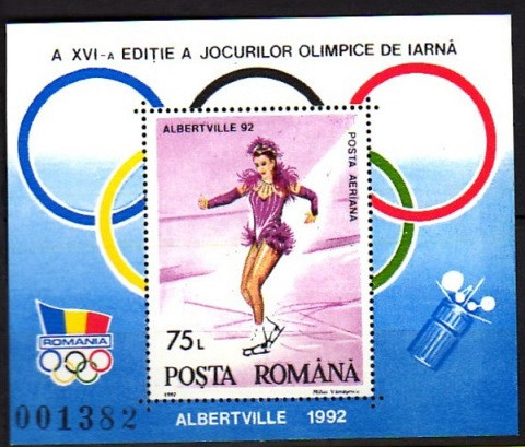 Romania 1991 - Albertville &#039;92.neuzat,perfecta stare(z)
