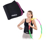Centura abdominala Relaxdays pentru antrenament cu cerc Hula Hoop, 90 cm, negru roz - RESIGILAT