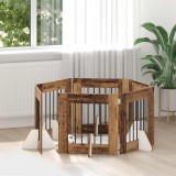 vidaXL Poartă pentru c&acirc;ini cu suporturi 6 pcs Lemn vechi 60 x 60 cm 892161