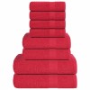 VidaXL Set prosoape 8 piese rosu 360 g/m&sup2; 100% bumbac