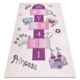 BAMBINO 2285 covor lavabil Grădină hopscotch, numere pentru copii anti-alunecare - roz, 160x220 cm