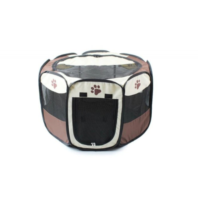 Tarc pentru caini sau pisici pliabil, exterior si interior, 114X114X58, Maro/Bej