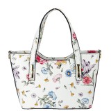Cumpara ieftin Geanta Dama Piele Naturala Alba, Imprimeu Floral, De Mana/Umar, Sofiline, Fabricata in Italia