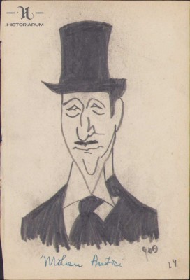 HST 153S Caricatura Milan Antici anii 1930 Geo Dumitrescu semnata foto