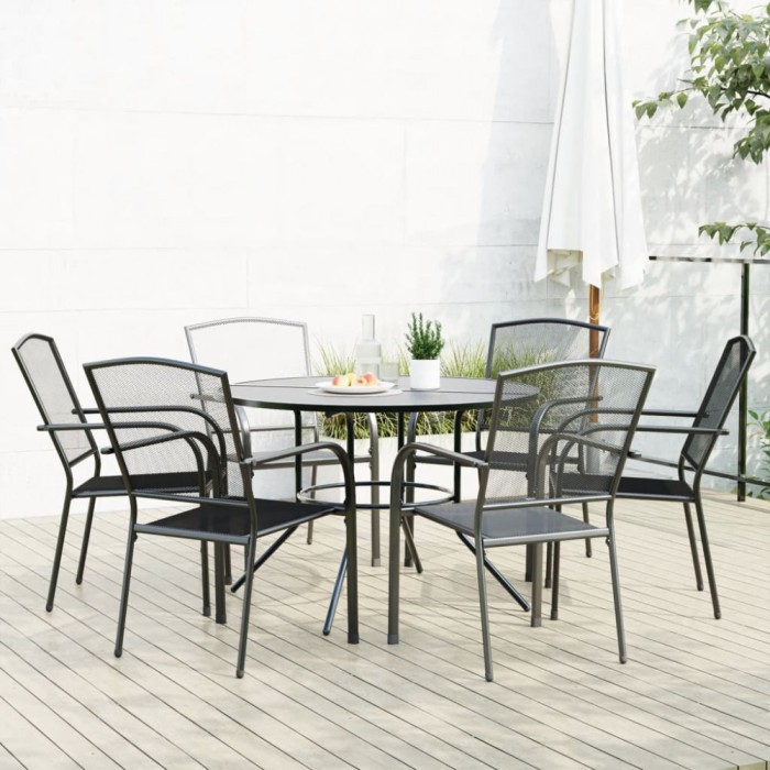 vidaXL Set scaune de grădină stivuibile, 7 buc., antracit, oțel vopsit 3283759