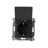 Priza simpla incastrata, cu capac 16A, 250V, SCHUKO EXEN negru / 290-001403-240