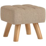HOMCOM Repose pied salon ottoman scaun căptușit &icirc;n material textil cu picioare din lemn 27 x 27 x 26 cm marron clair | Aosom Romania