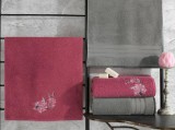 Cumpara ieftin Set 4 Prosoape 50x90 si 90x150 cm, Colorful Gri-Bordo (Bumbac 100%)