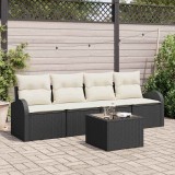 VidaXL Set de canapele pentru grădină 5 pcs Negru 55 x 55 x 37 cm