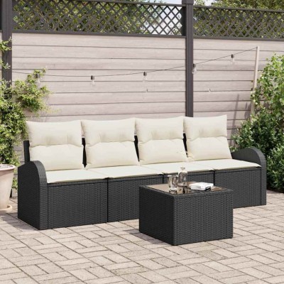 vidaXL Set de canapele pentru grădină 5 pcs Negru 55 x 55 x 37 cm 3345907 foto